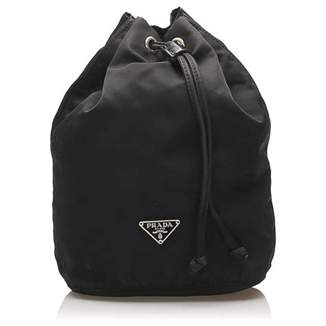 prada parfums drawstring pouch|Prada Black Nylon and Leather Drawstring Pouch 1NA369.